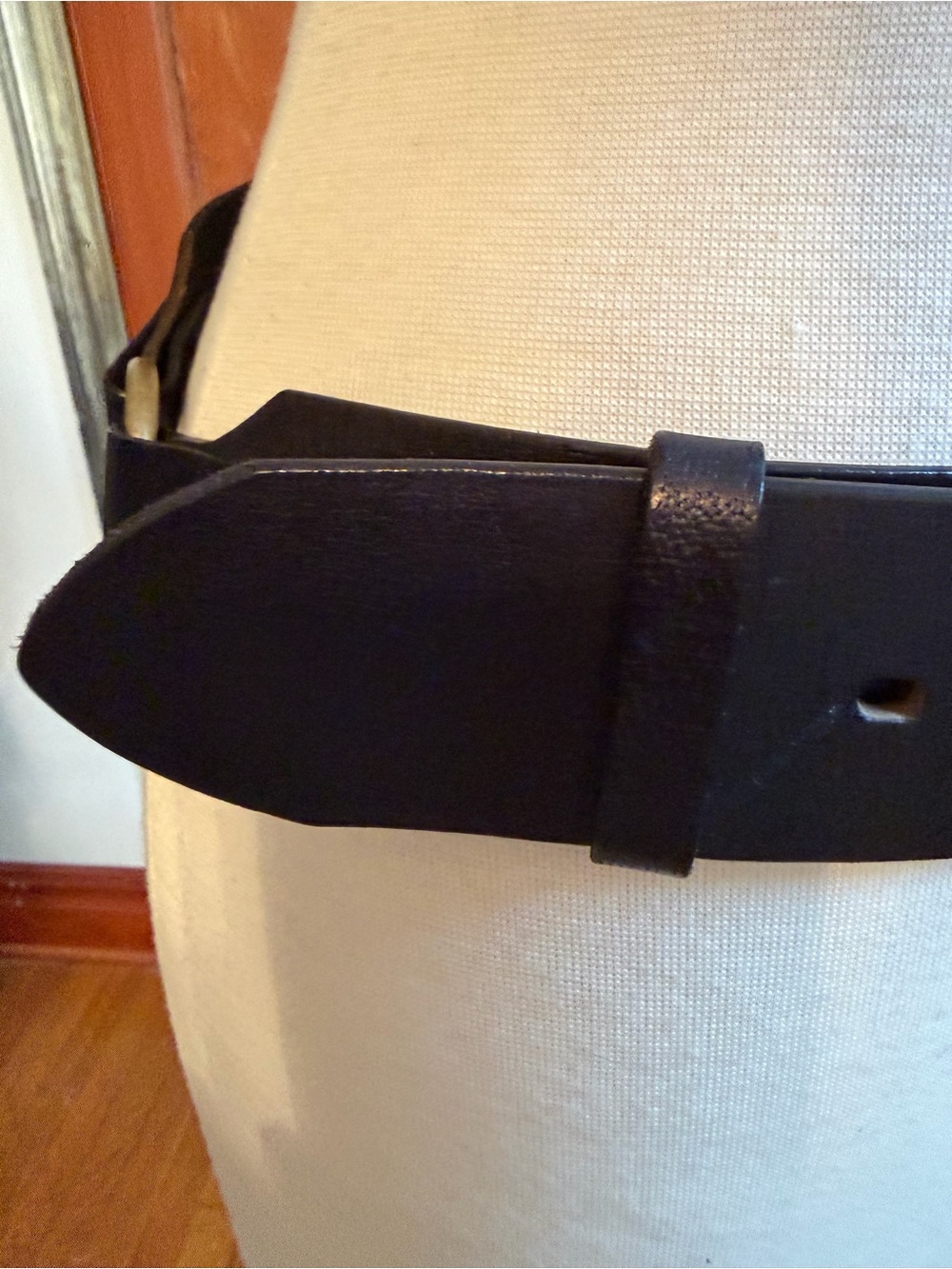 Linea Pelle Wide Black Leather Statement Adjustable Belt W/ Metal Rings Size M - Picture 7 of 16